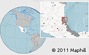 Gray Location Map of Tampico Alto, highlighted country, highlighted parent region, hill shading