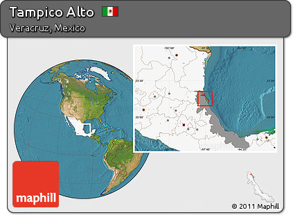 Satellite Location Map of Tampico Alto, highlighted country, highlighted parent region