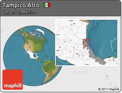 Satellite Location Map of Tampico Alto, highlighted country, highlighted parent region