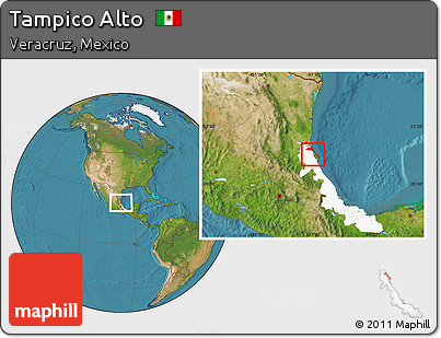 Satellite Location Map of Tampico Alto, highlighted parent region
