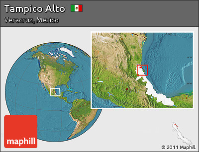 Satellite Location Map of Tampico Alto, highlighted parent region