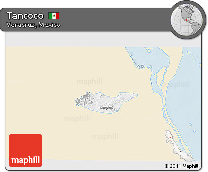 Classic Style 3D Map of Tancoco, single color outside