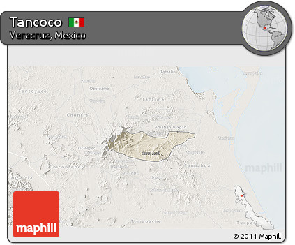 Shaded Relief 3D Map of Tancoco, lighten