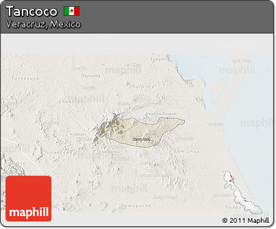 Shaded Relief 3D Map of Tancoco, lighten