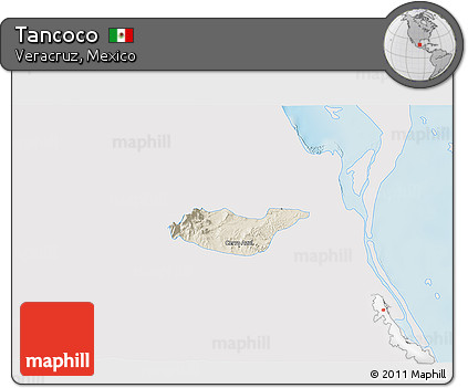 Shaded Relief 3D Map of Tancoco, single color outside