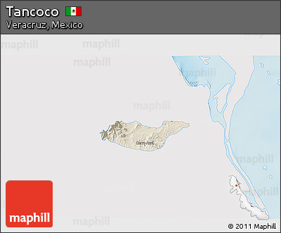 Shaded Relief 3D Map of Tancoco, single color outside