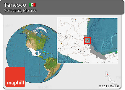 Satellite Location Map of Tancoco, highlighted country, highlighted parent region