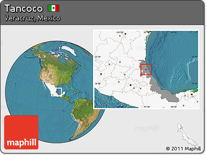 Satellite Location Map of Tancoco, highlighted country, highlighted parent region