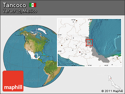 Satellite Location Map of Tancoco, highlighted country, highlighted parent region