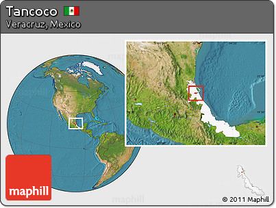 Satellite Location Map of Tancoco, highlighted parent region
