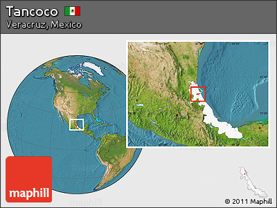 Satellite Location Map of Tancoco, highlighted parent region