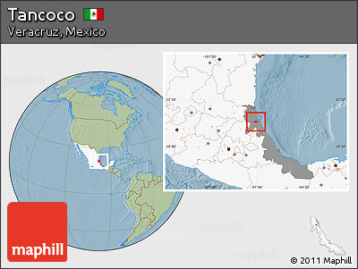 Savanna Style Location Map of Tancoco, highlighted country, highlighted parent region, hill shading