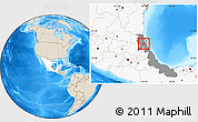 Shaded Relief Location Map of Tancoco, highlighted country, highlighted parent region