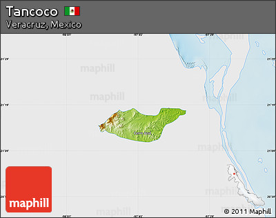 Physical Map of Tancoco, single color outside