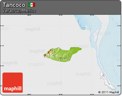 Physical Map of Tancoco, single color outside