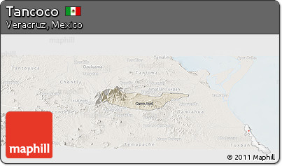 Shaded Relief Panoramic Map of Tancoco, lighten