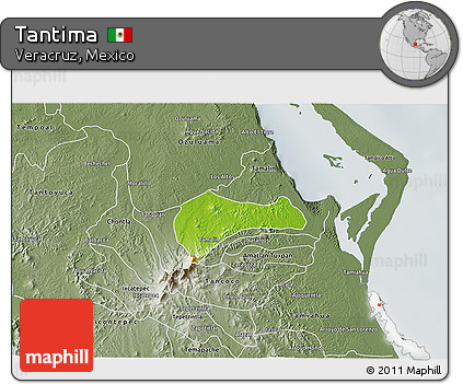 Physical 3D Map of Tantima, semi-desaturated