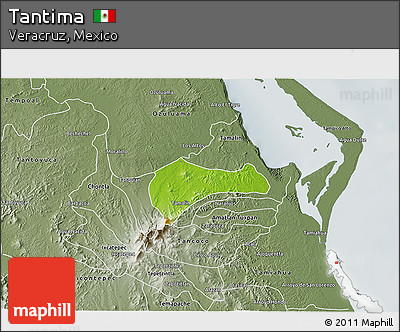 Physical 3D Map of Tantima, semi-desaturated