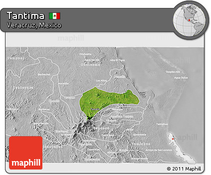 Satellite 3D Map of Tantima, lighten, desaturated