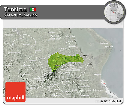 Satellite 3D Map of Tantima, lighten, semi-desaturated