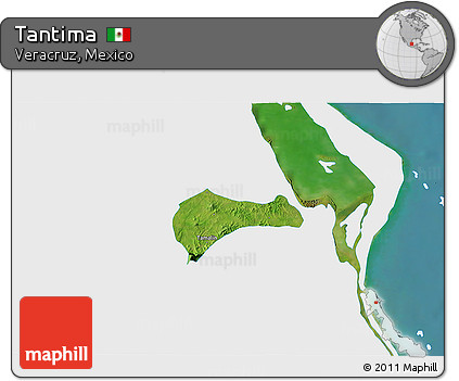 Satellite 3D Map of Tantima, single color outside