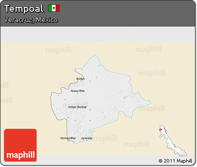Classic Style 3D Map of Tempoal, single color outside