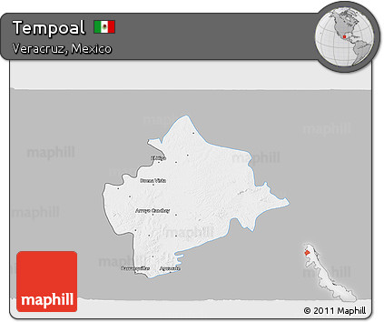 Gray 3D Map of Tempoal, single color outside