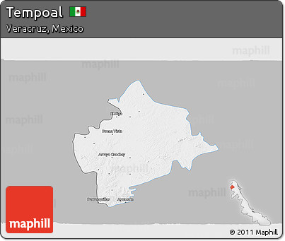 Gray 3D Map of Tempoal, single color outside