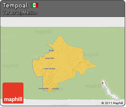 Savanna Style 3D Map of Tempoal, single color outside