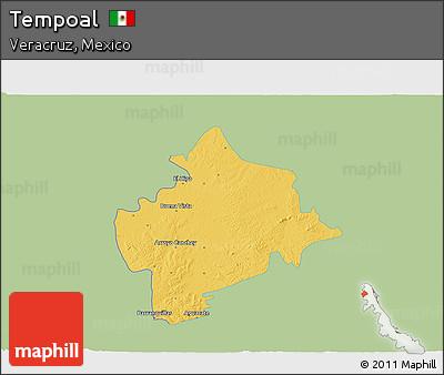 Savanna Style 3D Map of Tempoal, single color outside