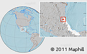 Gray Location Map of Tempoal, highlighted parent region, hill shading