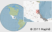 Savanna Style Location Map of Tempoal, highlighted country, highlighted parent region, hill shading