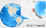 Shaded Relief Location Map of Tempoal, highlighted country, highlighted parent region