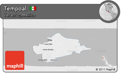 Gray Panoramic Map of Tempoal, single color outside