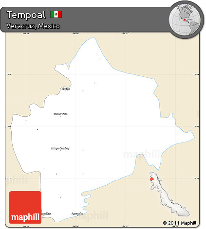 Classic Style Simple Map of Tempoal, single color outside