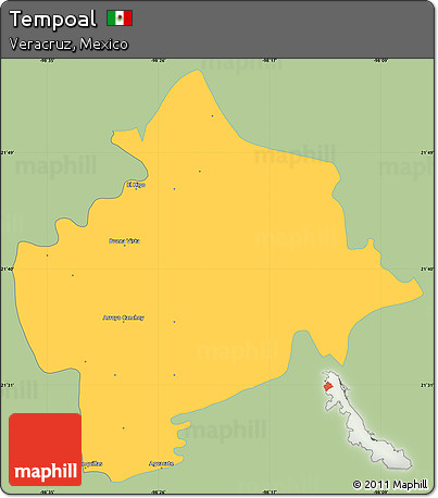 Savanna Style Simple Map of Tempoal, single color outside