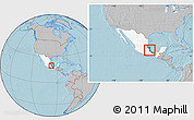 Gray Location Map of Teocelo, highlighted country, highlighted parent region, within the entire country, hill shading