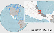 Gray Location Map of Teocelo, highlighted country, highlighted parent region, hill shading