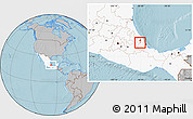 Gray Location Map of Teocelo, highlighted country, hill shading