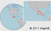 Gray Location Map of Teocelo, highlighted parent region, within the entire country, hill shading