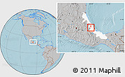 Gray Location Map of Teocelo, highlighted parent region, hill shading