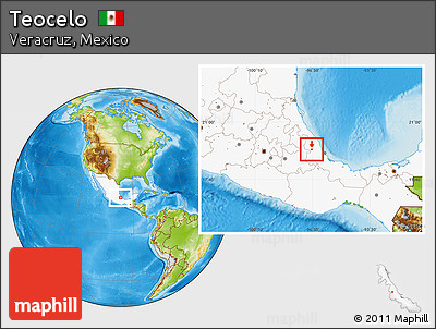 Physical Location Map of Teocelo, highlighted country