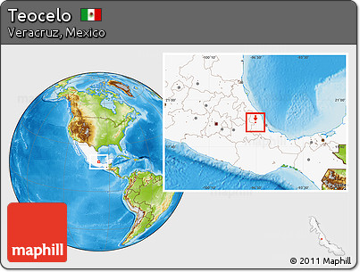 Physical Location Map of Teocelo, highlighted country