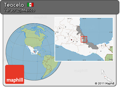 Savanna Style Location Map of Teocelo, highlighted country, highlighted parent region