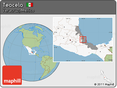 Savanna Style Location Map of Teocelo, highlighted country, highlighted parent region