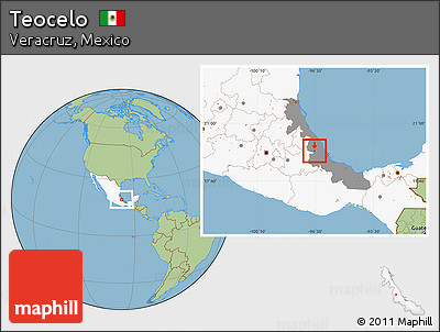 Savanna Style Location Map of Teocelo, highlighted country, highlighted parent region