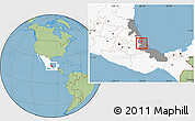 Savanna Style Location Map of Teocelo, highlighted country, highlighted parent region
