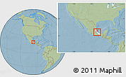 Savanna Style Location Map of Teocelo, highlighted parent region, within the entire country, hill shading
