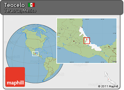 Savanna Style Location Map of Teocelo, highlighted parent region
