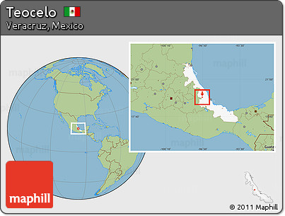 Savanna Style Location Map of Teocelo, highlighted parent region